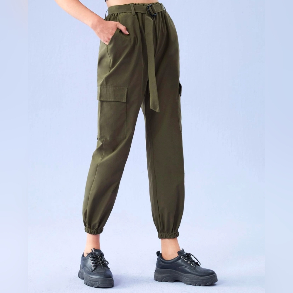 Green Belted Cargo Pants